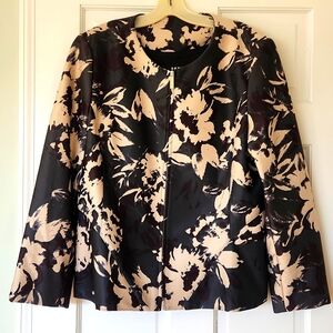 DKNY Abstract Floral Zip-Front Jacket  size 14